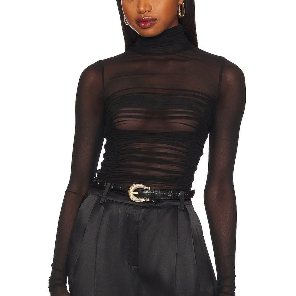 Free People Black Sheer Bodysuit
